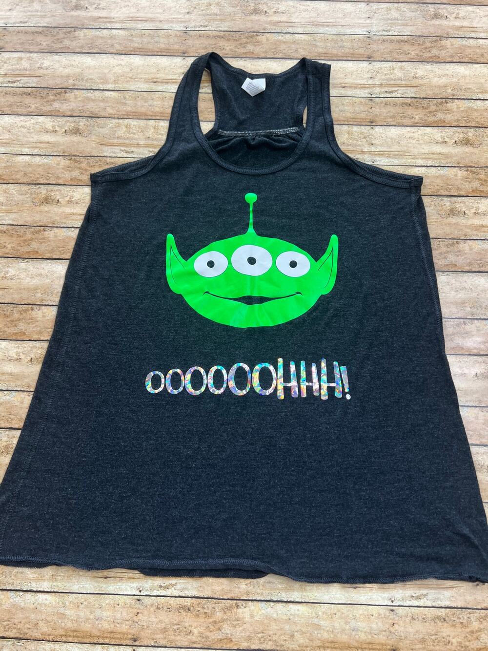Disney Custom Toy Story Alien Heather Dark Gray Racerback Tank M